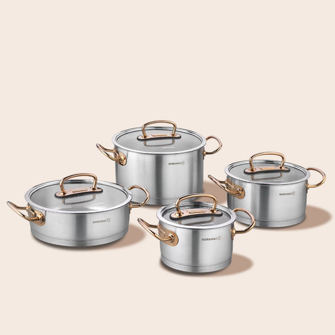 8 Piece Proline Cookware Pot Set With Rose Gold Handles