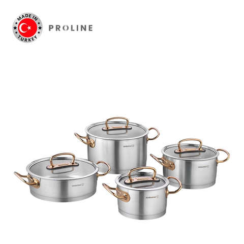 8 Piece Proline Cookware Pot Set With Rose Gold Handles