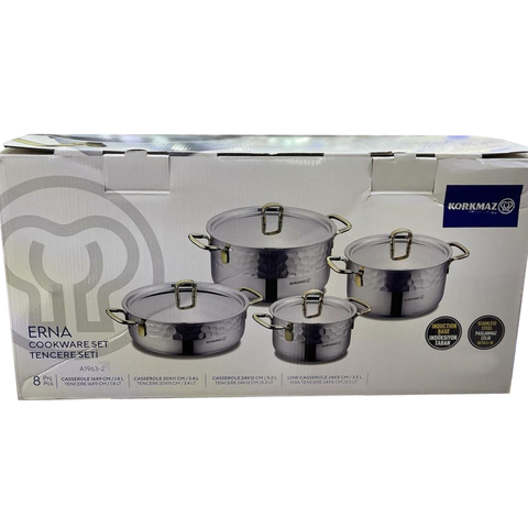 8 Piece Erna Cookware Pot Set With Gold Handles