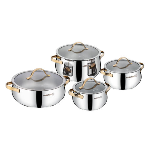 8 Piece samara cookware set with gold handles
