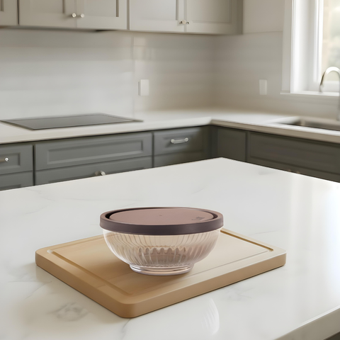 600ml Glass Bowl With Grey Lid