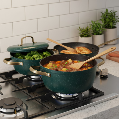 5 Piece Vintage Cookware Pot Set