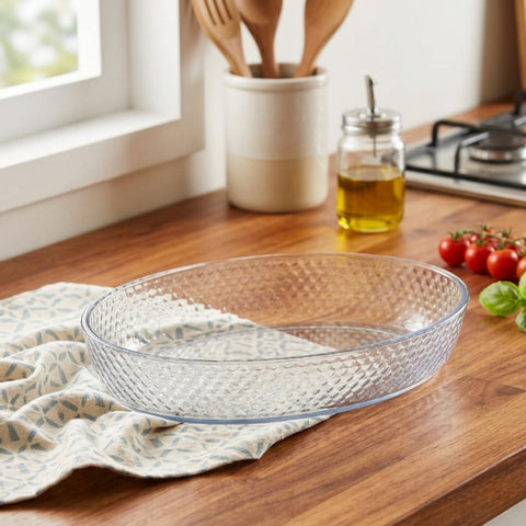 26cm Oval Honeycomb Glass Casserole