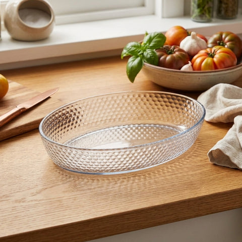 35cm Oval Honeycomb Glass Casserole
