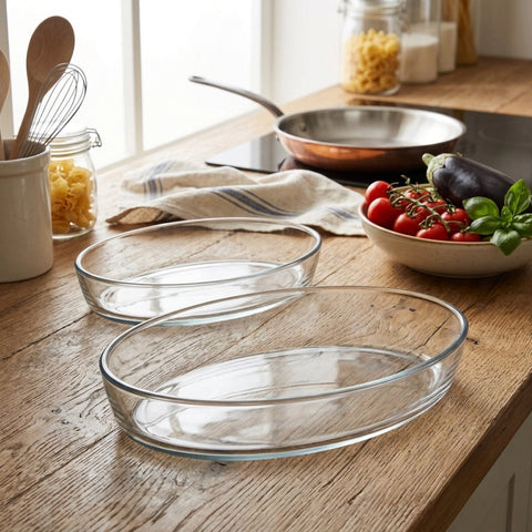 2 Piece Oval Plain Glass Casserole