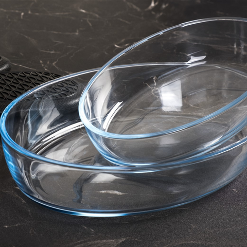 2 Piece Oval Plain Glass Casserole