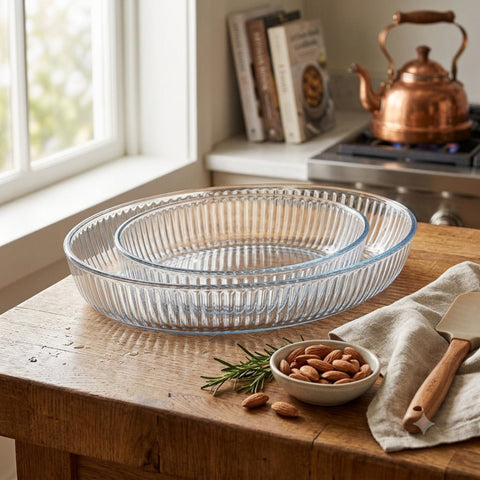 2 Piece Oval Optical Glass Casserole