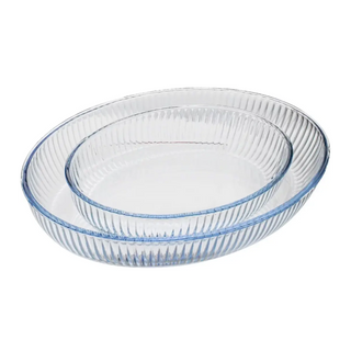 2 Piece Oval Optical Glass Casserole