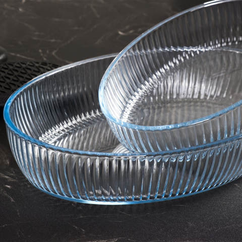 2 Piece Oval Optical Glass Casserole