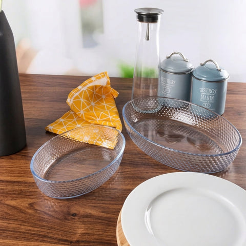 2 Piece Oval Honeycomb Glass Casserole