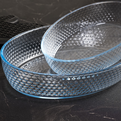 2 Piece Oval Honeycomb Glass Casserole