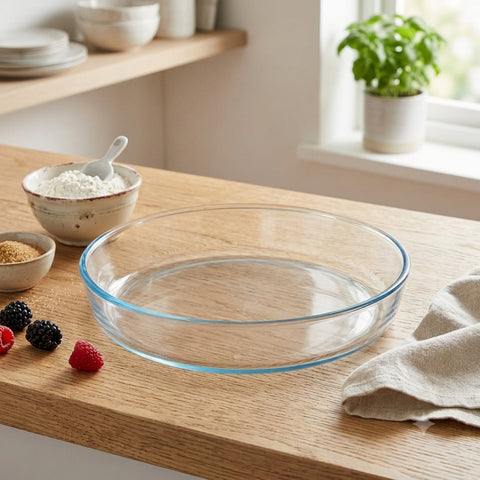26cm Round Plain Glass Casserole
