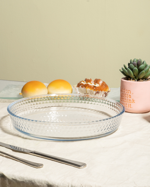 26cm Round Honeycomb Glass Casserole