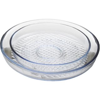 2 Piece Round Grid Glass Casserole