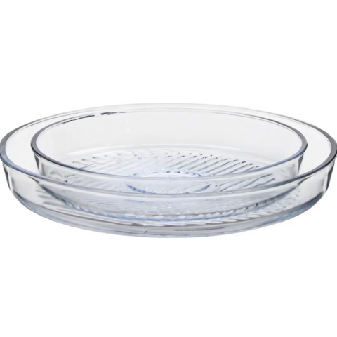 2 Piece Round Grid Glass Casserole