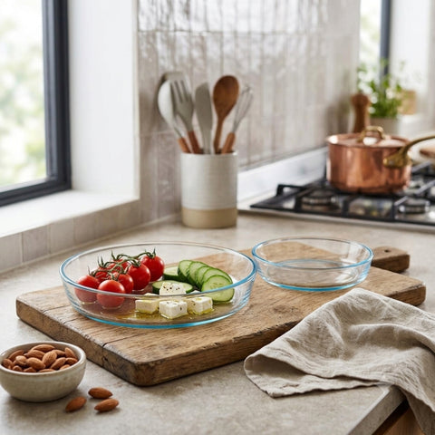 2 Piece Round Plain Glass Casserole