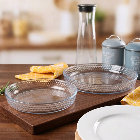 2 Piece Round Honeycomb Glass Casserole