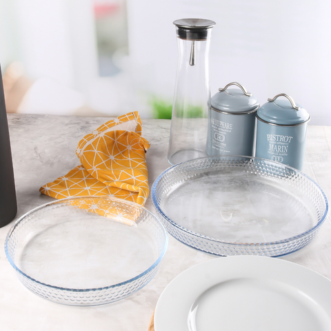 2 Piece Round Honeycomb Glass Casserole