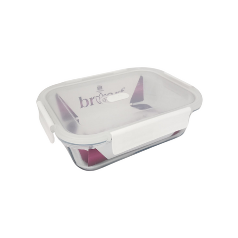 640ml Plain Rectangular Glass Storage Container With White Lid