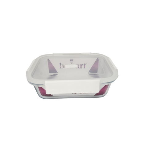 640ml Plain Rectangular Glass Storage Container With White Lid