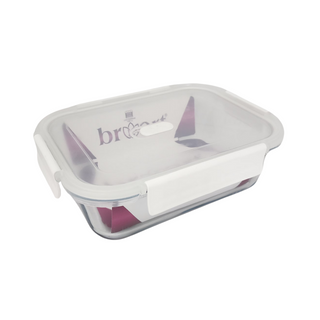 1040ml Plain Rectangular Glass Storage Container With White Lid