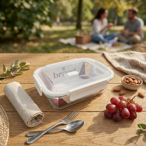 1520ml Plain Rectangular Glass Storage Container With White Lid
