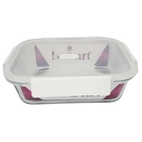 1520ml Plain Rectangular Glass Storage Container With White Lid