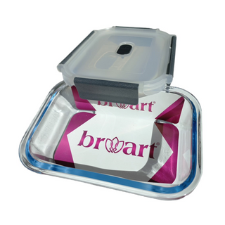 1520ml Plain Rectangular Glass Storage Container With Black Lid