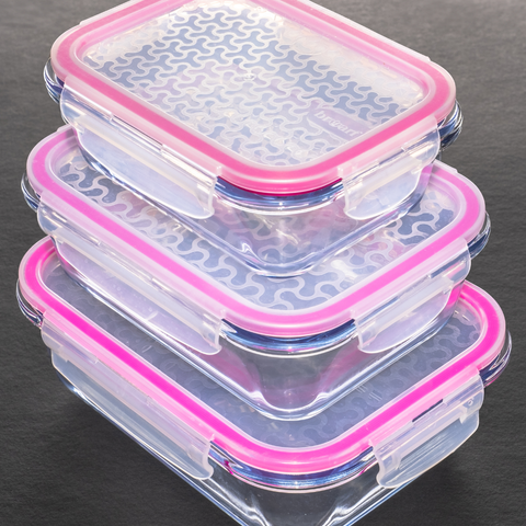 3 Piece Plain Rectangular Glass Storage Container