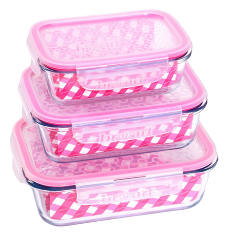 3 Piece Plain Rectangular Glass Storage Container