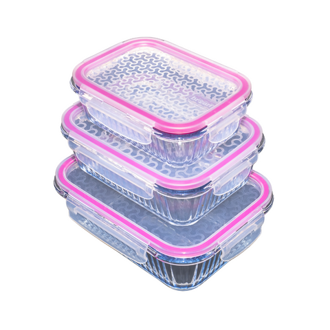 3 Piece Optical Rectangular Glass Storage Container