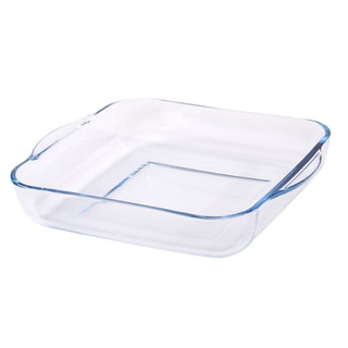 24cm Square Plain Glass Casserole