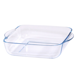 30cm Square Plain Glass Casserole