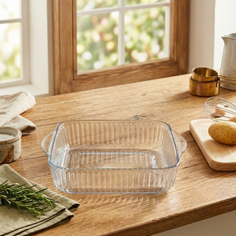 24cm Square Optical Glass Casserole