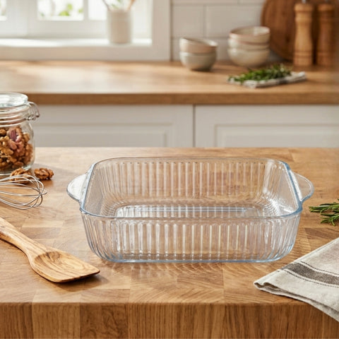 30cm Square Optical Glass Casserole