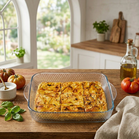 24cm Square Honeycomb Glass Casserole