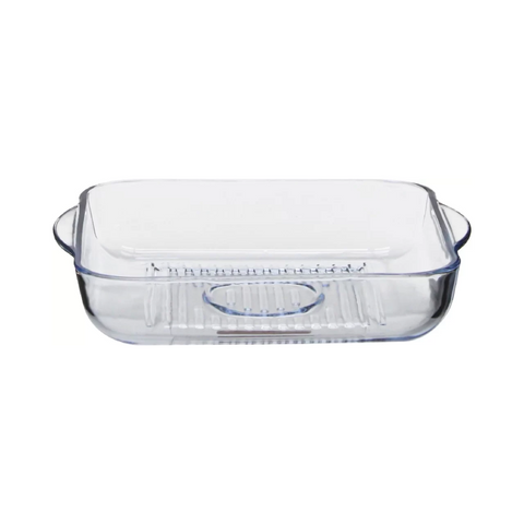 24cm Square Grid Glass Casserole