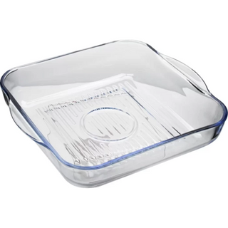 30cm Square Grid Glass Casserole