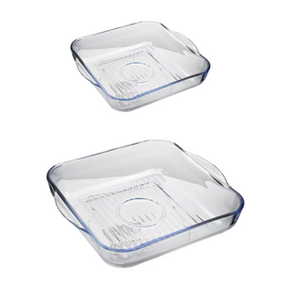 2 Piece Square Grid Glass Casserole