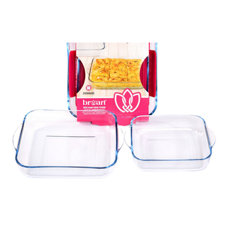 2 Piece Square Plain Glass Casserole