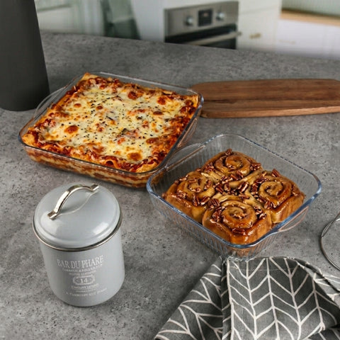 2 Piece Square Optical Glass Casserole