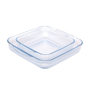 2 Piece Square Optical Glass Casserole