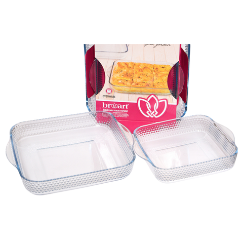 2 Piece Square Honeycomb Glass Casserole