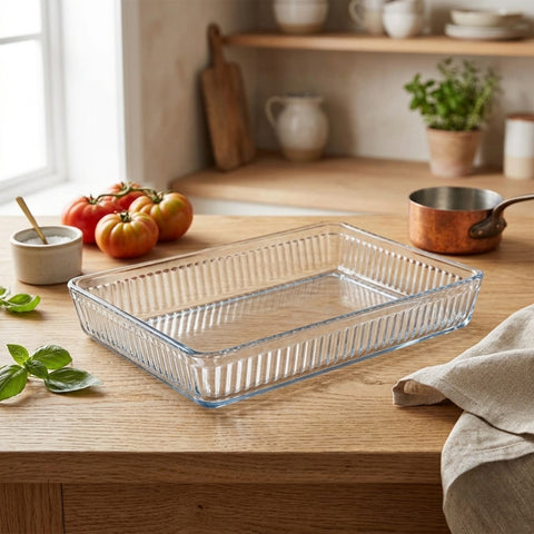 32cm Rectangular Optical Glass Casserole