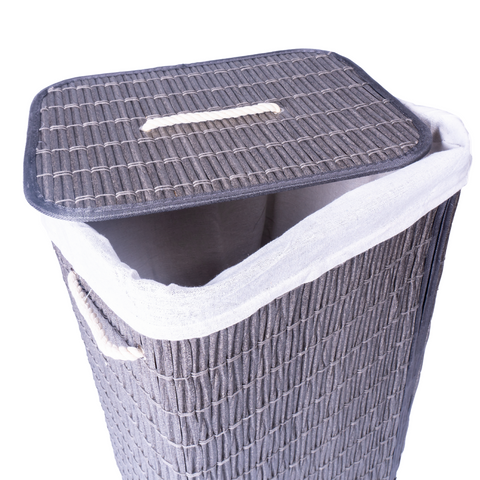 72 Litre Bamboo Dark Grey Laundry Bin With Lid