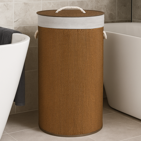55 Litre Bamboo Natural Laundry Bin With Lid