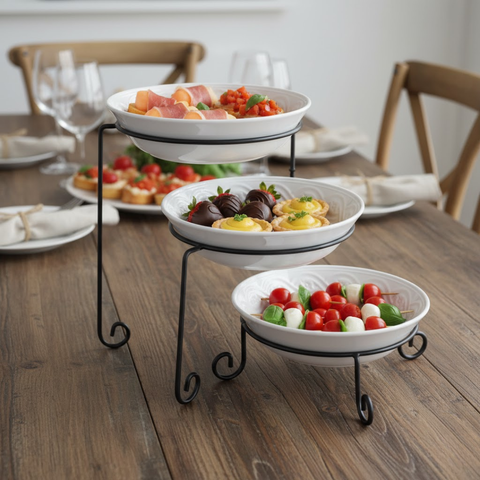 3-Tier Bowl Set With Black Stand