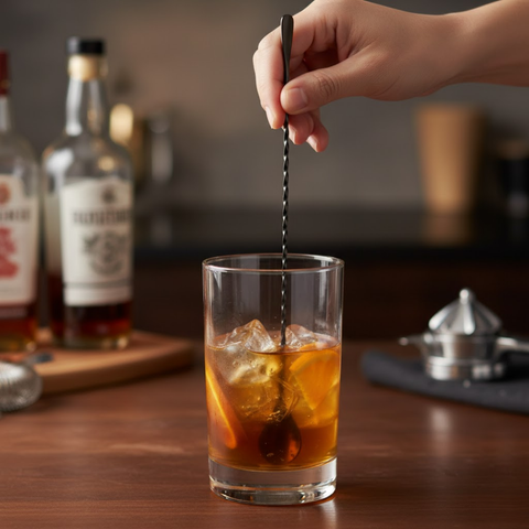 35cm Black Bar Spoon Full Twisted With Tear Drop