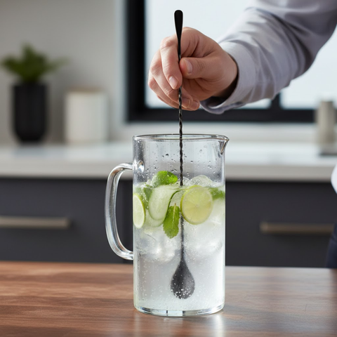 35cm Black Bar Spoon Full Twisted With Tear Drop