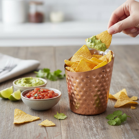 9cm Copper Hammered Conical Chip Cup